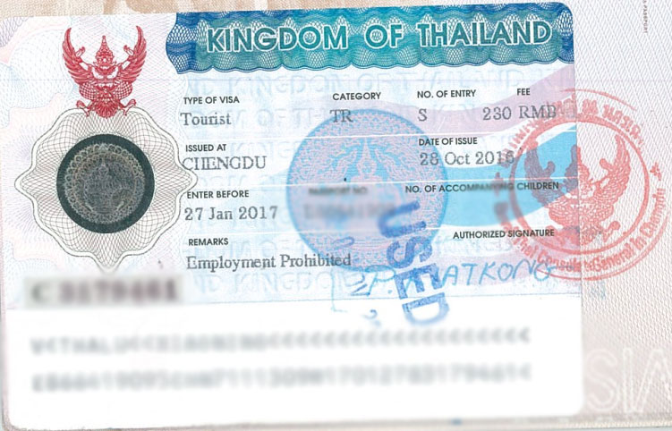 tourist visa thailand