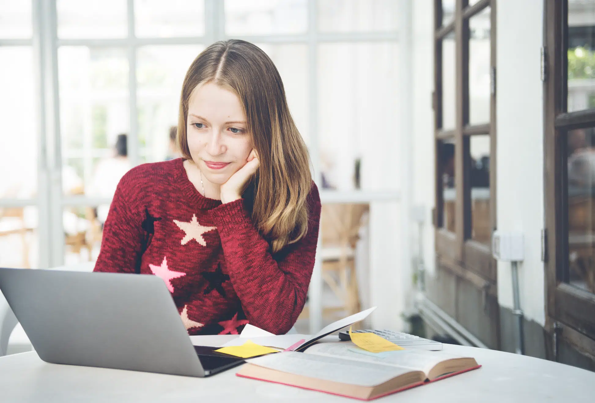 Students Woman Studying Online Browsing E Learning